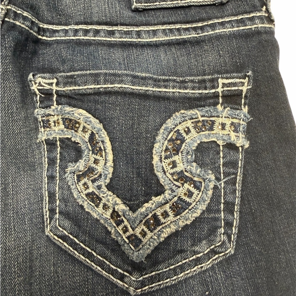 Big Star Size 27 Women's Dark Blue Flare Embellished Jeans - Picture 4 of 9